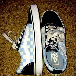 blue and white van shoes